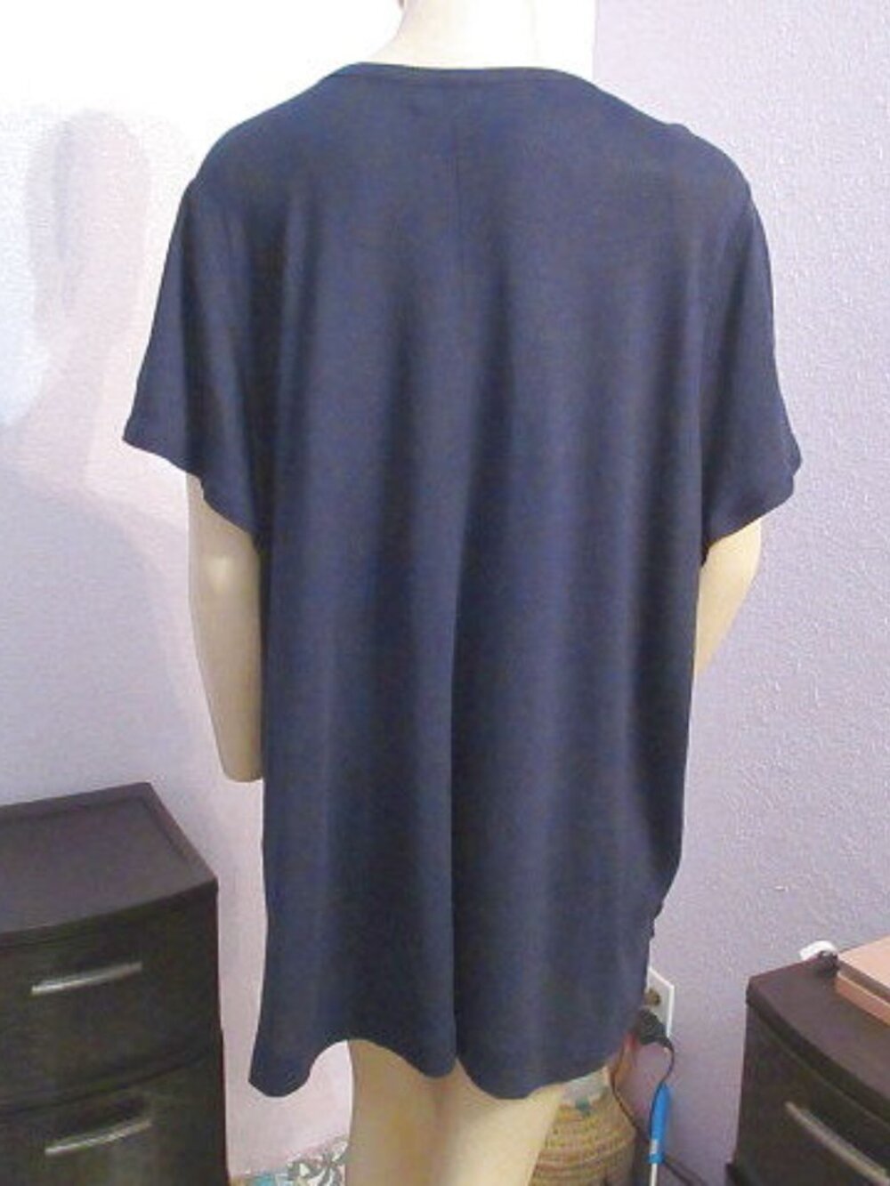 J. Jill Linen Blend Blouse Top Size 2X Pintuck Henley Stretch Tunic Minimalist - Picture 7 of 10